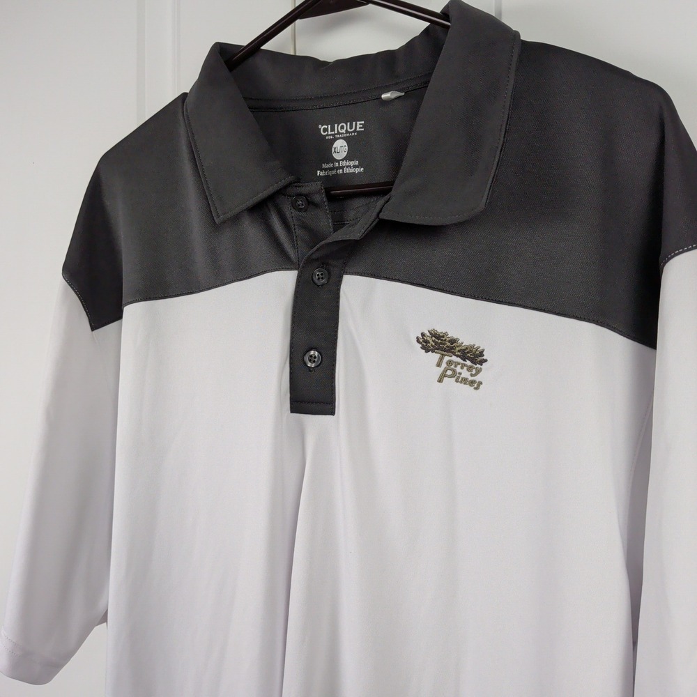 Torrey Pines Golf Polo Shirt Mens XL White Grey Colorblock Clique Preppy